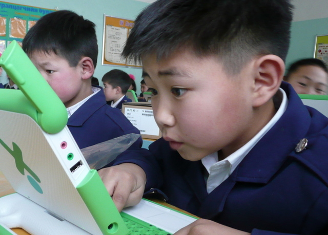 Completely focused student in Ulaanbaatar